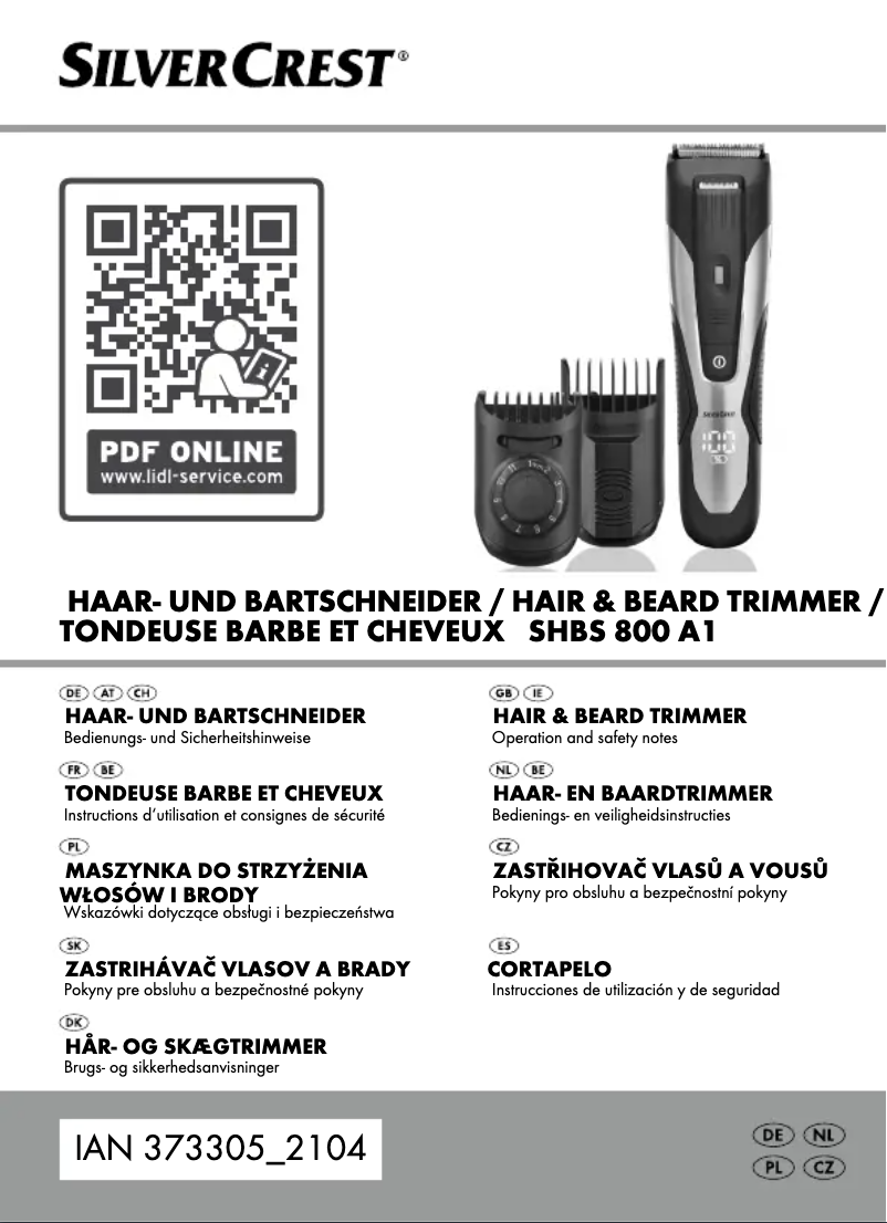 Page 1 de la notice Manuel utilisateur SilverCrest SHBV 800 A1