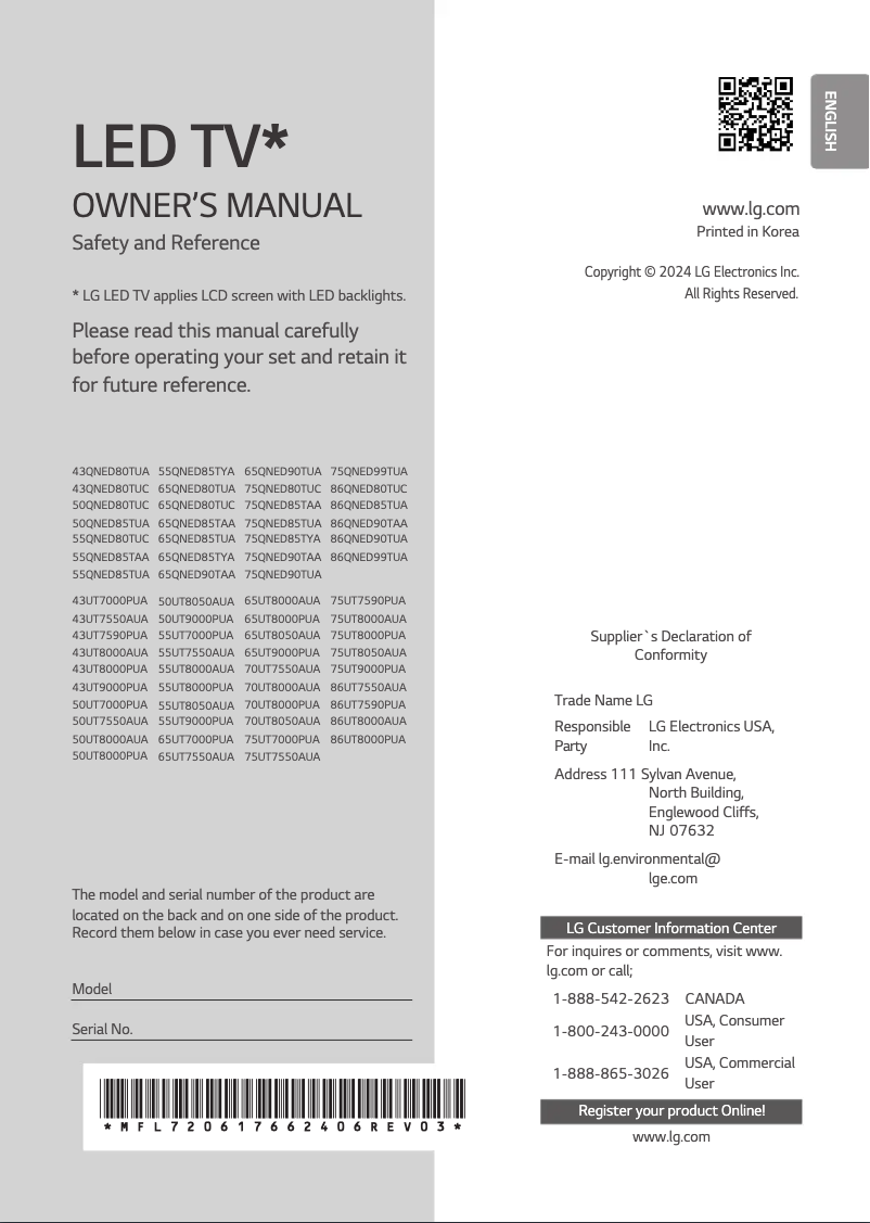 Image de la première page du manuel de l'appareil 86UT8000PUA