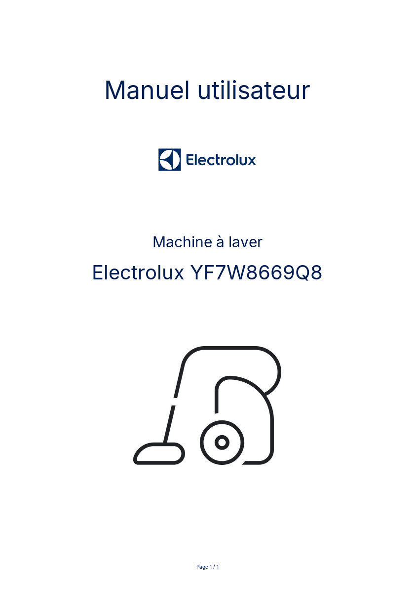 Page n°1 - Manuel utilisateur Electrolux YF7W8669Q8