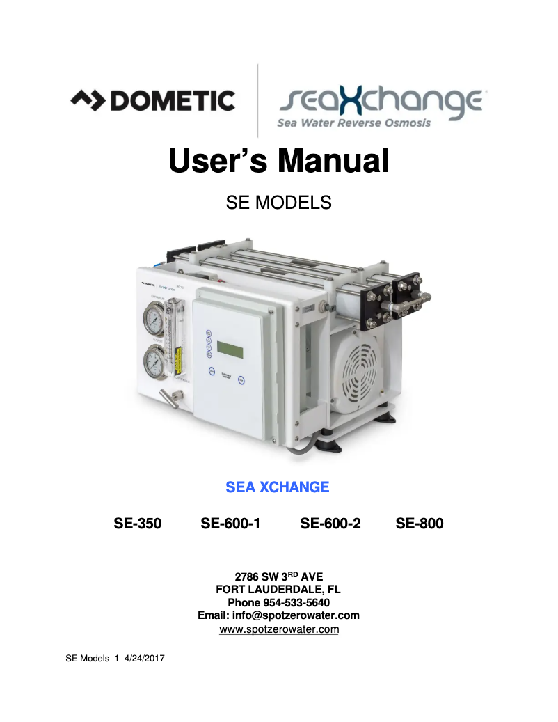 Page n°1 - Manuel utilisateur Dometic SeaXchange SE 600-2