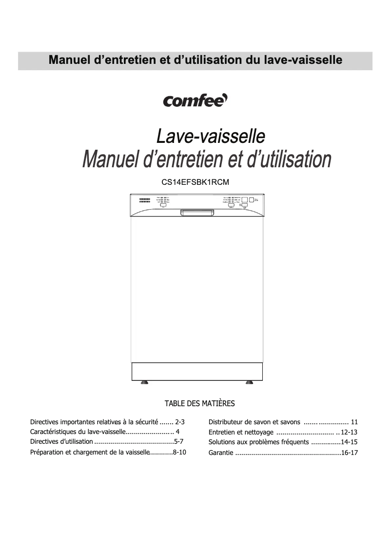 Page n°1 - Manuel utilisateur Comfee CS14EFSBK1RCM