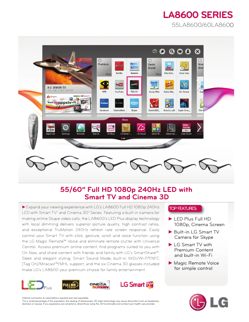 Image de la première page du manuel de l'appareil 55LA8600