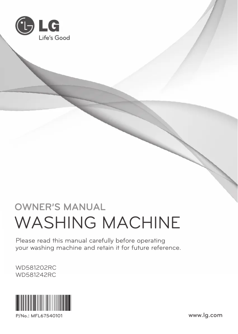 Page 1 de la notice Manuel utilisateur LG WD581242RC