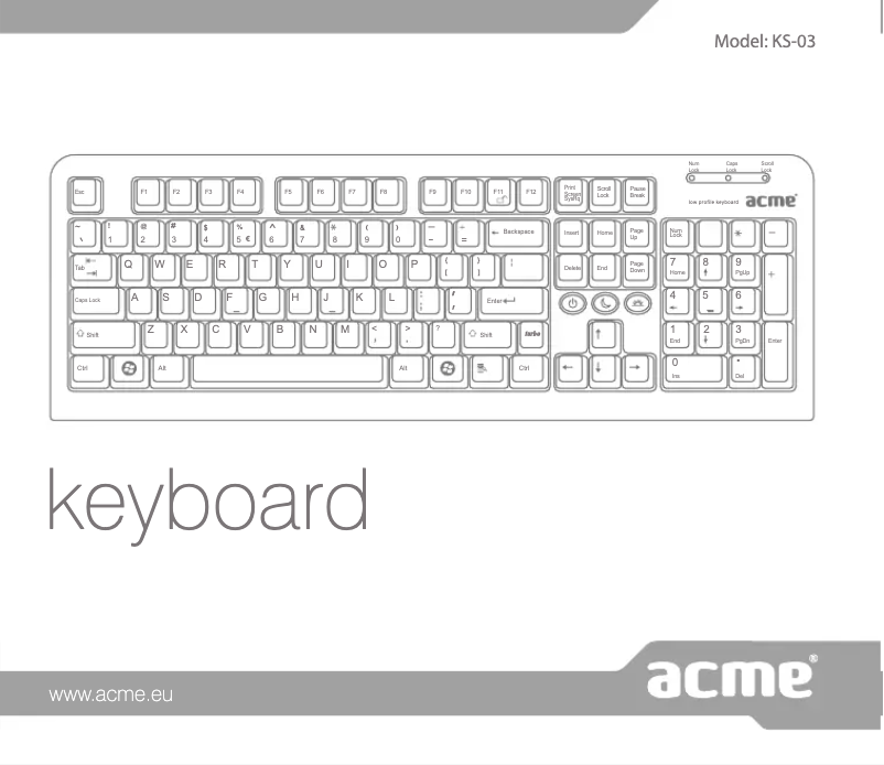 Page 1 de la notice Manuel utilisateur Acme Made KS03