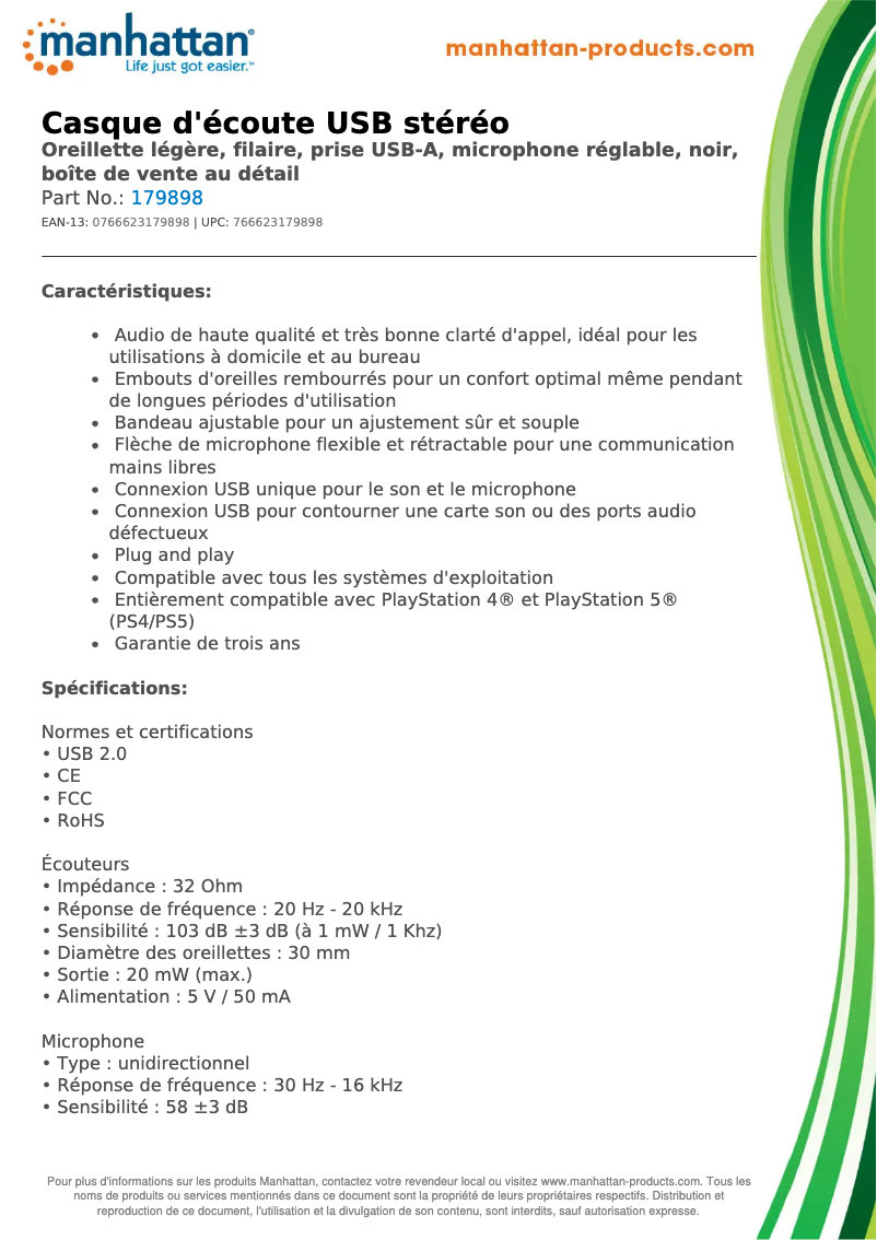 Page n°1 - Fiche technique Manhattan 179898
