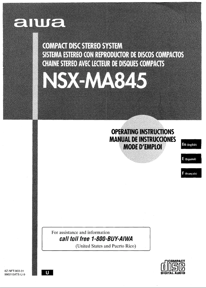 Page 1 de la notice Manuel utilisateur Aiwa NSX-MA845