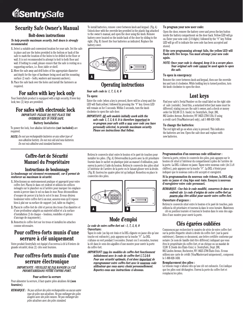 Page n°1 - Manuel utilisateur Sentry X031