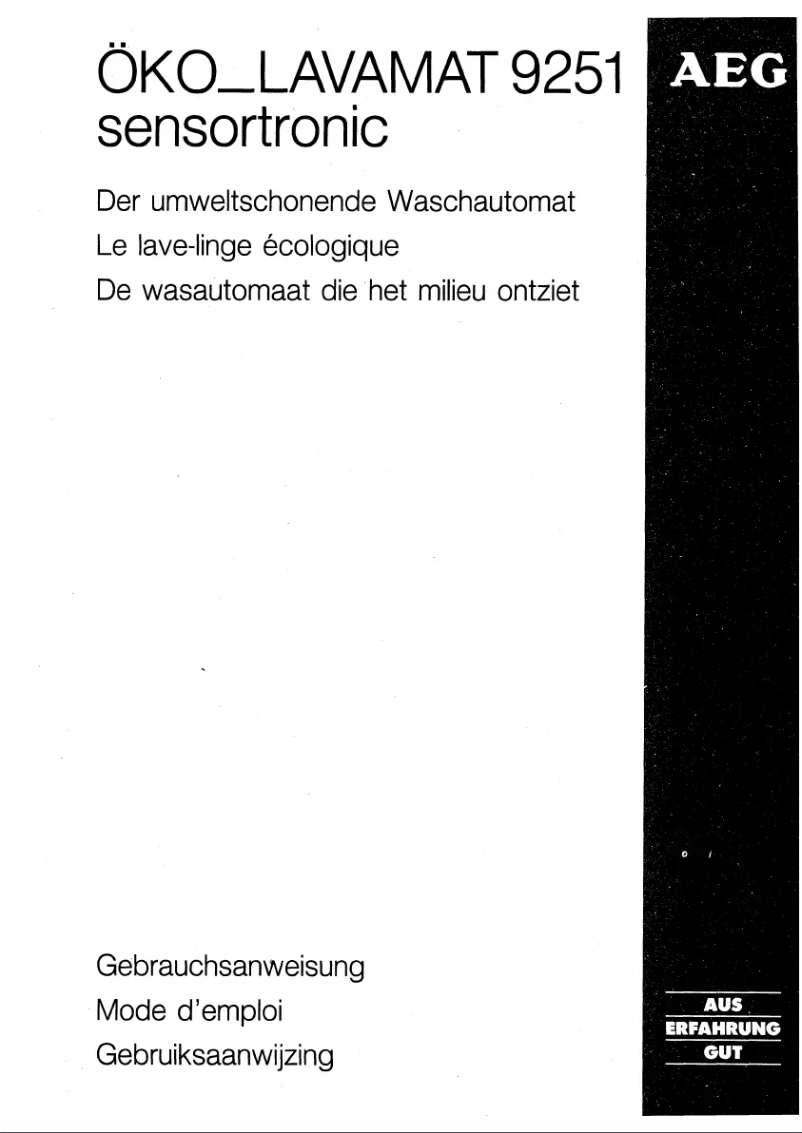 Page n°1 - Manuel utilisateur AEG Lavamat 9251