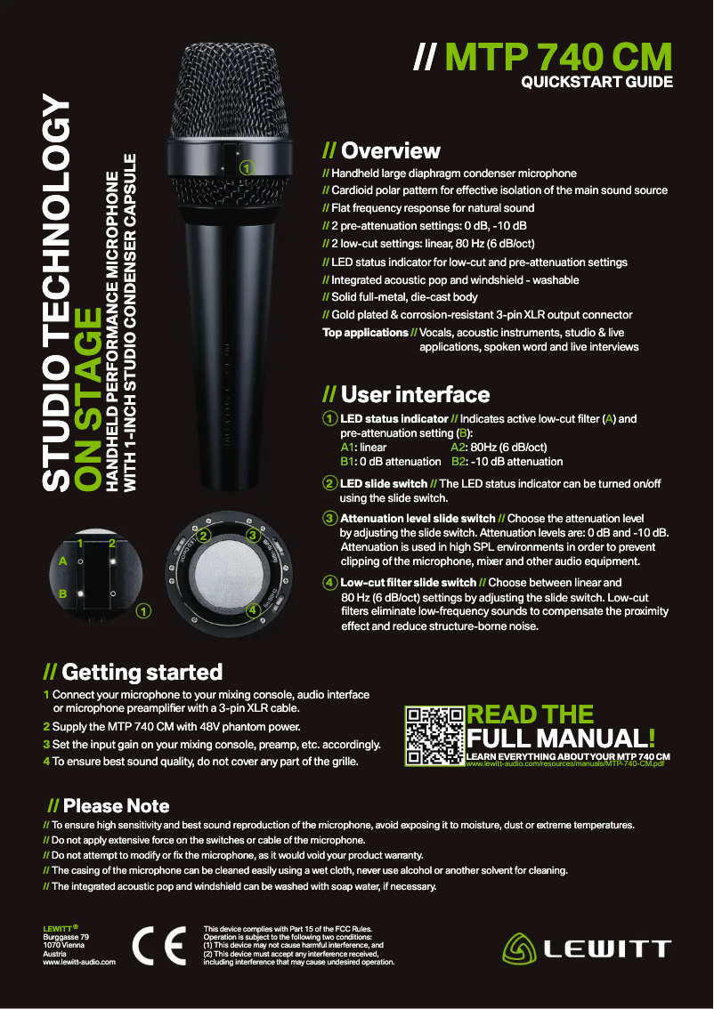 Página 1 del manual Manual de usuario Lewitt MTP 740 CM