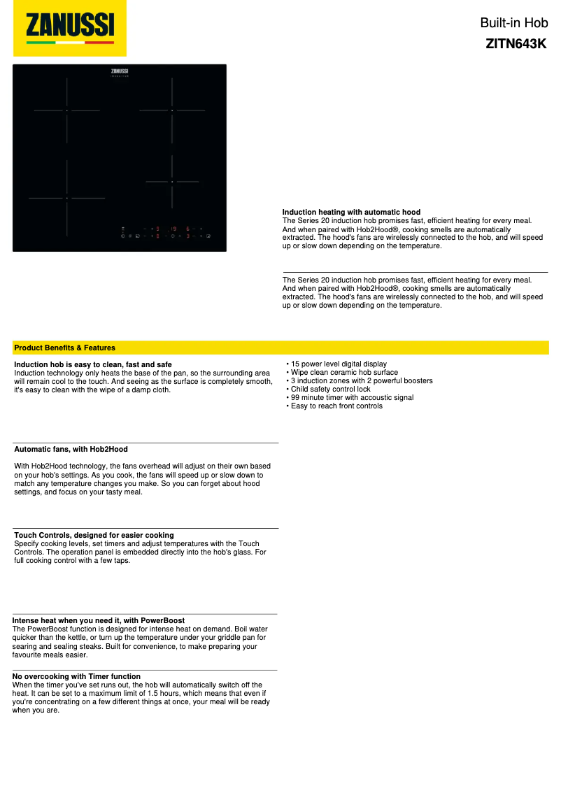 Page n°1 - Fiche technique Zanussi ZITN643K