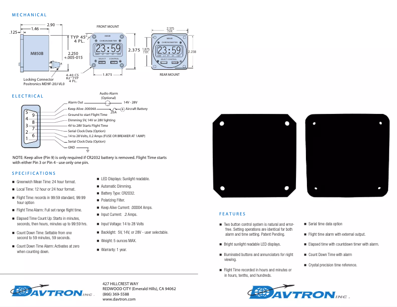 Page 1 de la notice Manuel utilisateur Davtron M850B