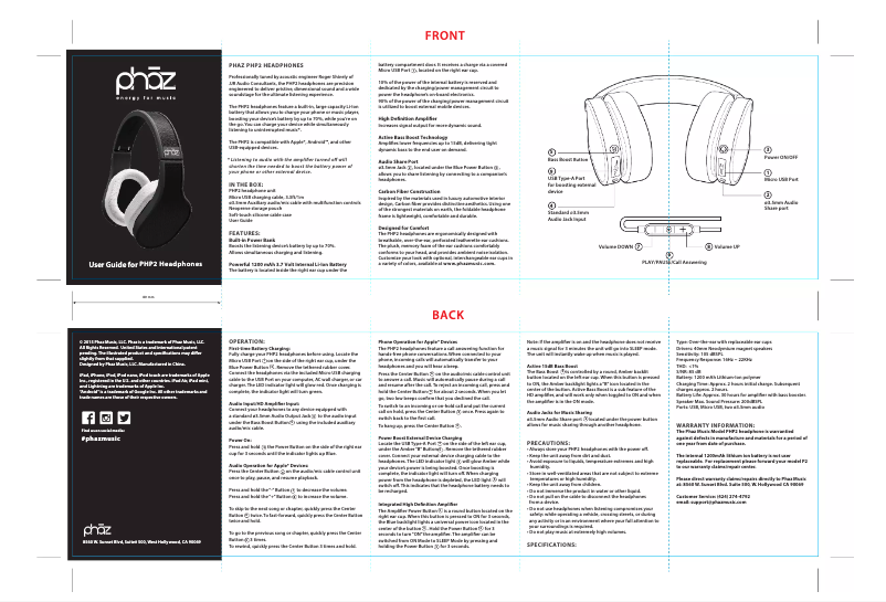 Page n°1 - Manuel utilisateur Phaz PHP2