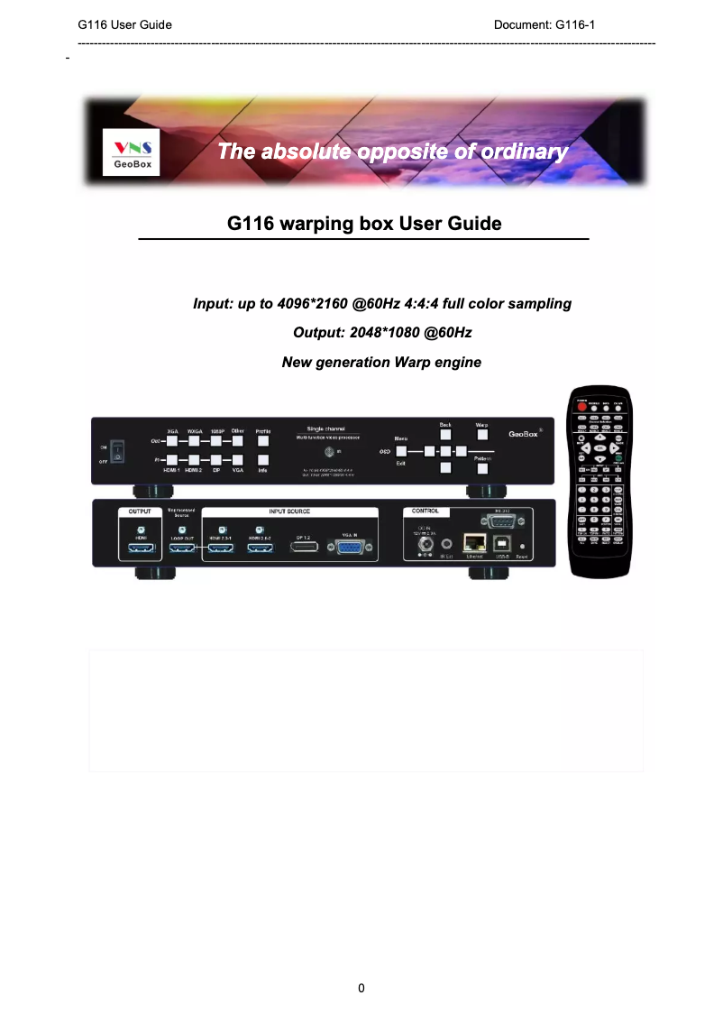 Page n°1 - Manuel utilisateur GeoBox G116