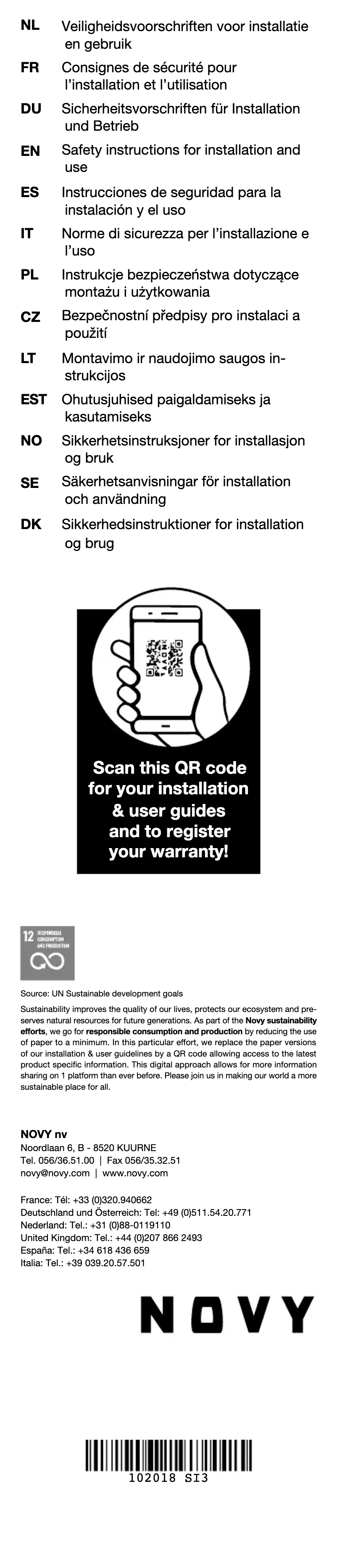 Page 1 de la notice Instructions de sécurité Novy Vision 7841