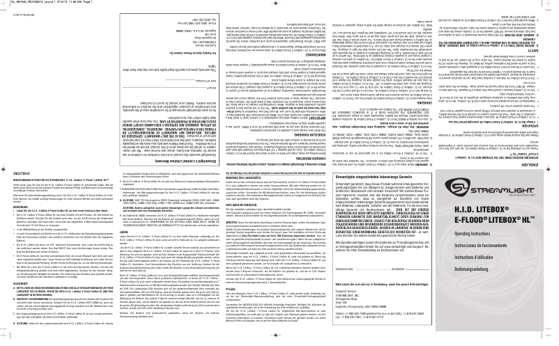 Page n°1 - Manuel utilisateur Streamlight E-Flood LiteBox HL