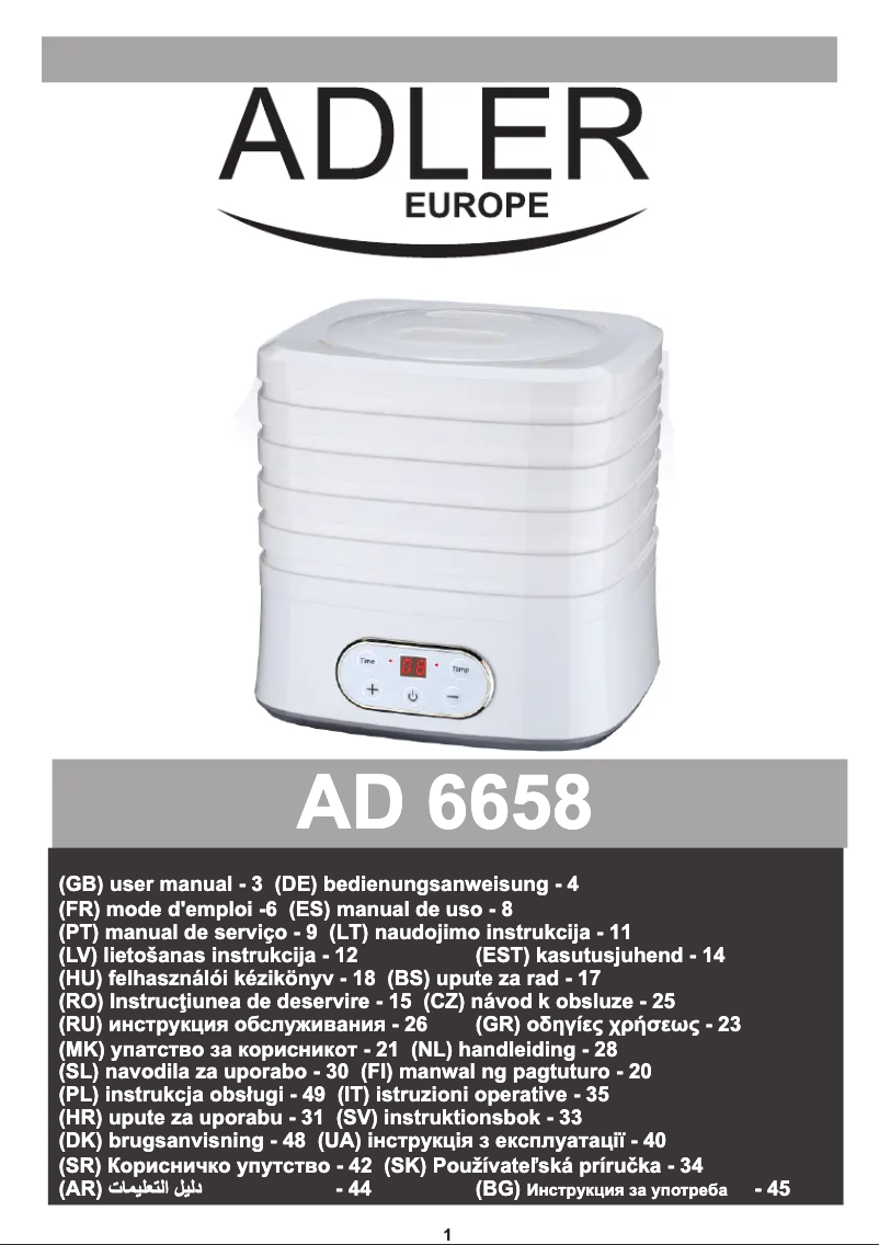 Image de la première page du manuel de l'appareil AD 6658