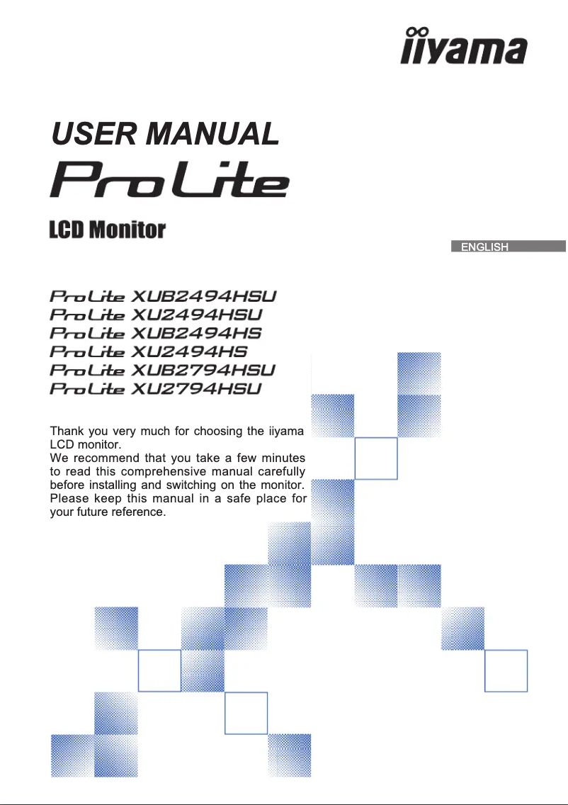 Page 1 de la notice Manuel utilisateur Iiyama ProLite XUB2494HS-B2