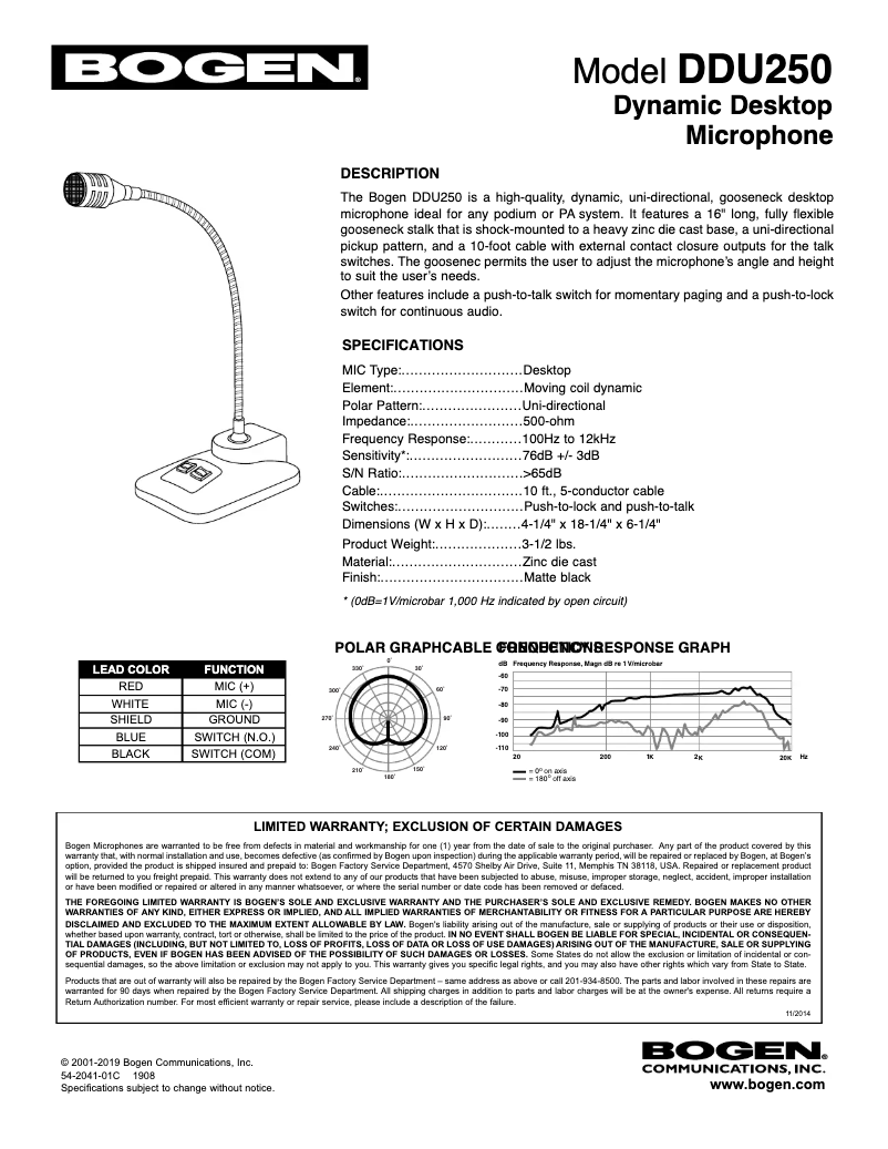 Page n°1 - Manuel utilisateur Bogen DDU250