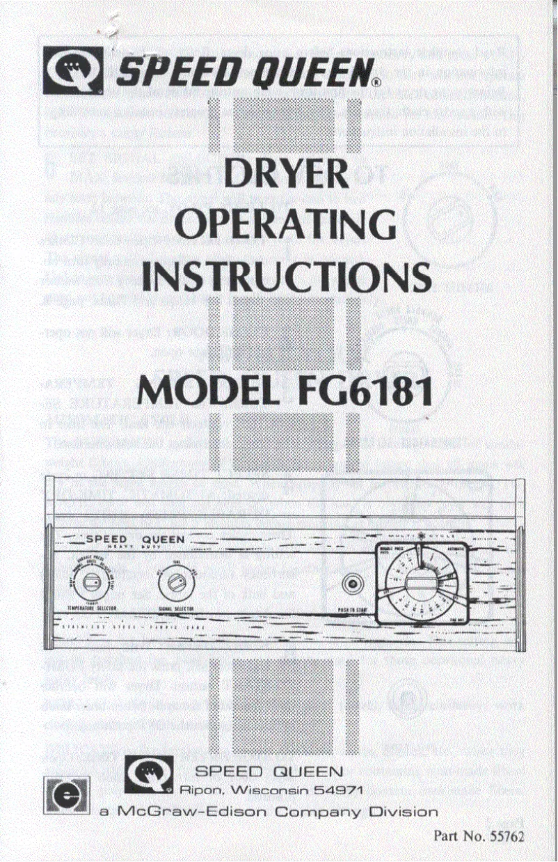 Page n°1 - Manuel utilisateur Speed Queen FG6181