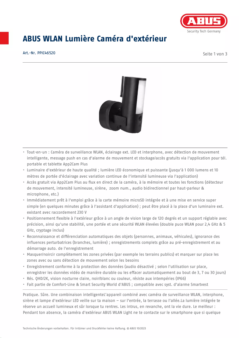 Image de la première page du manuel de l'appareil PPIC46520