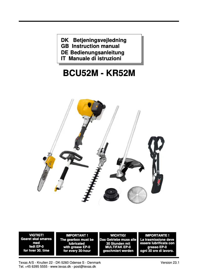 Página 1 del manual Manual de usuario Texas BCU52M