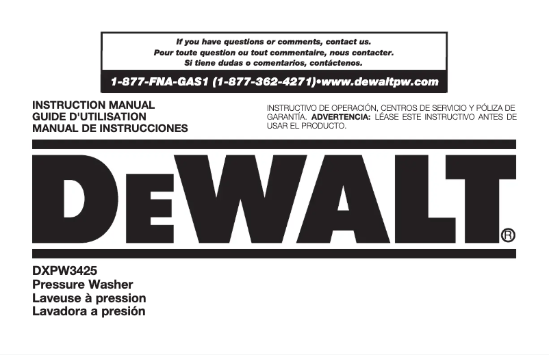 Page n°1 - Manuel utilisateur DeWalt DXPW3425
