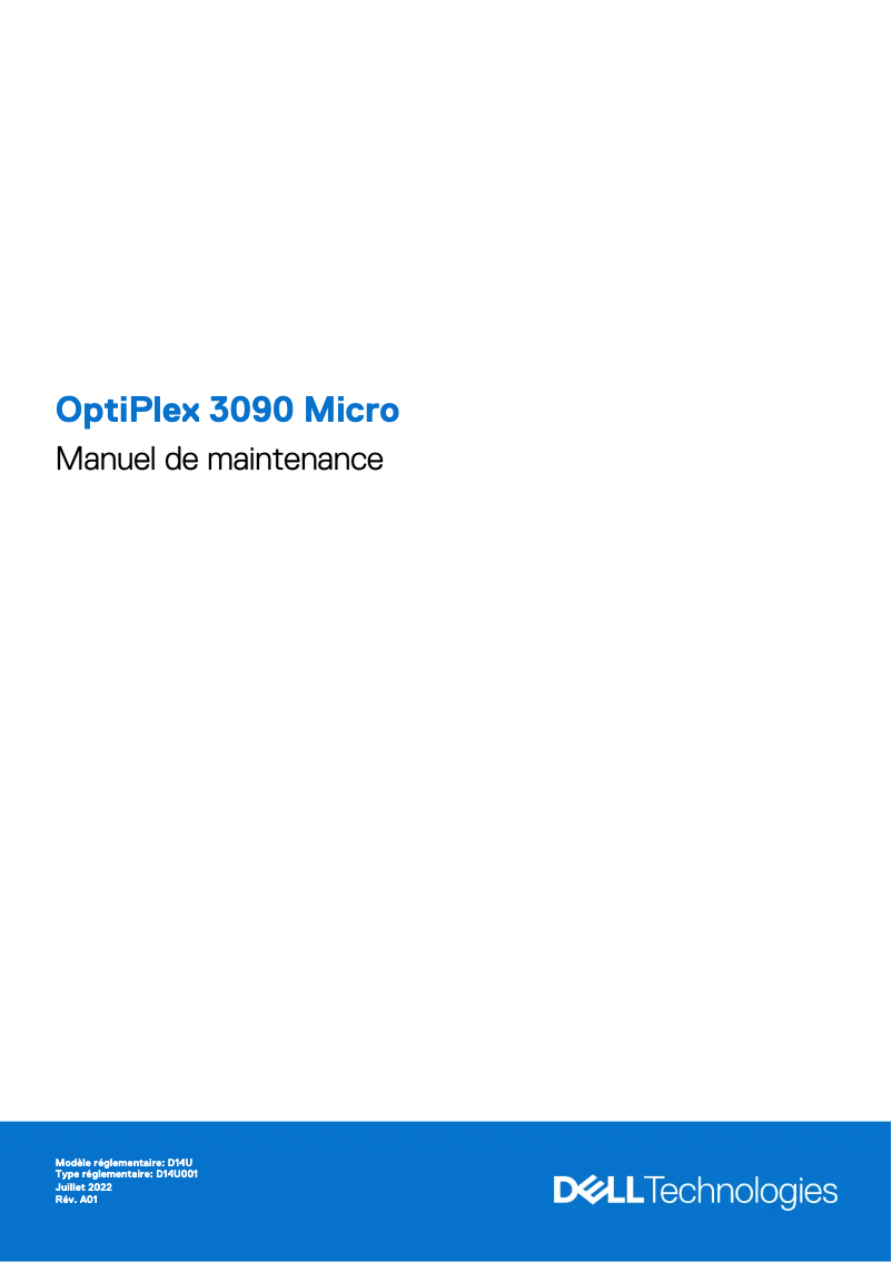 Page 1 de la notice Manuel d'utilisation et d'entretien Dell OptiPlex 3090 Micro