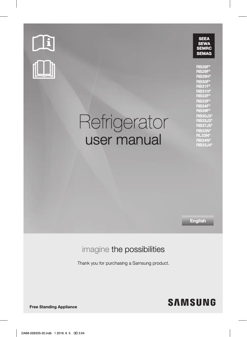 Page 1 de la notice Manuel utilisateur Samsung RB30J3200SS