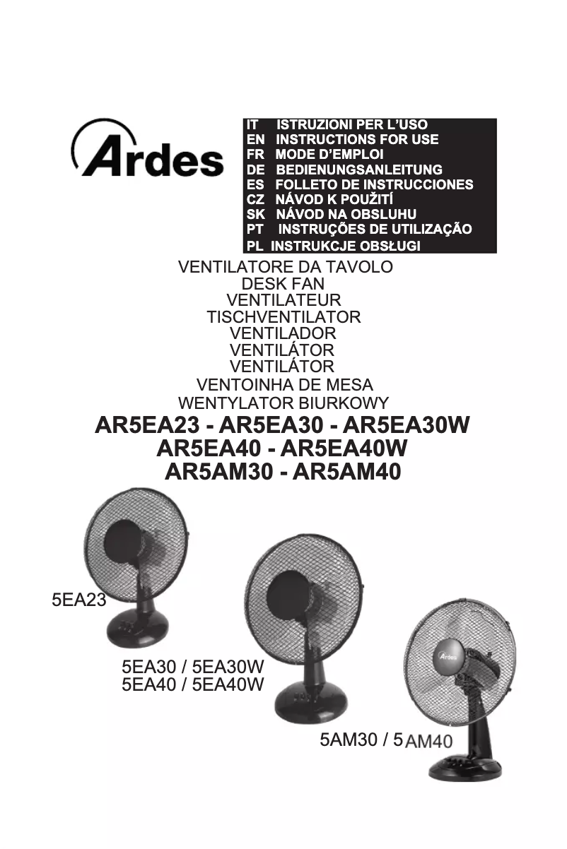 Page 1 de la notice Manuel utilisateur Ardes AR5EA40