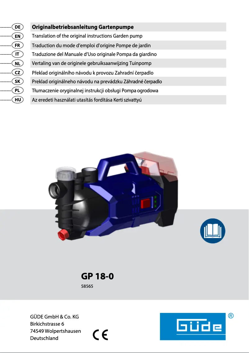 Page 1 de la notice Manuel utilisateur Güde GP 18-0