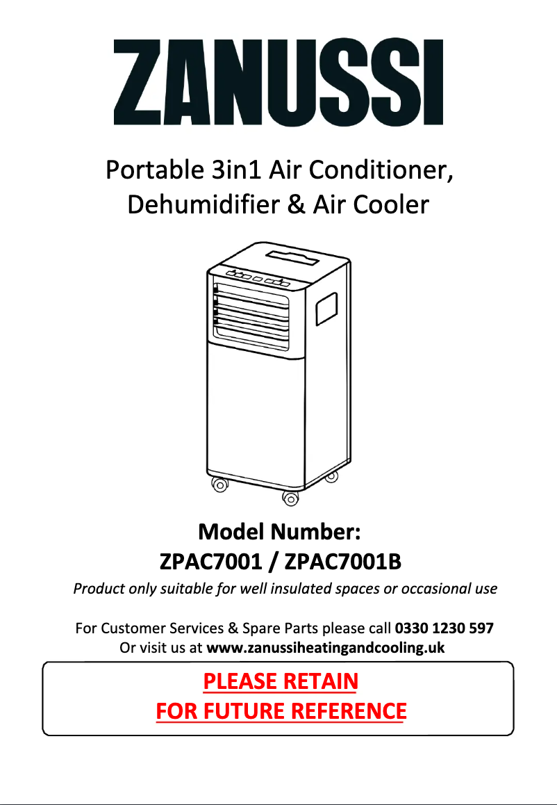 Page n°1 - Manuel utilisateur Zanussi ZPAC7001