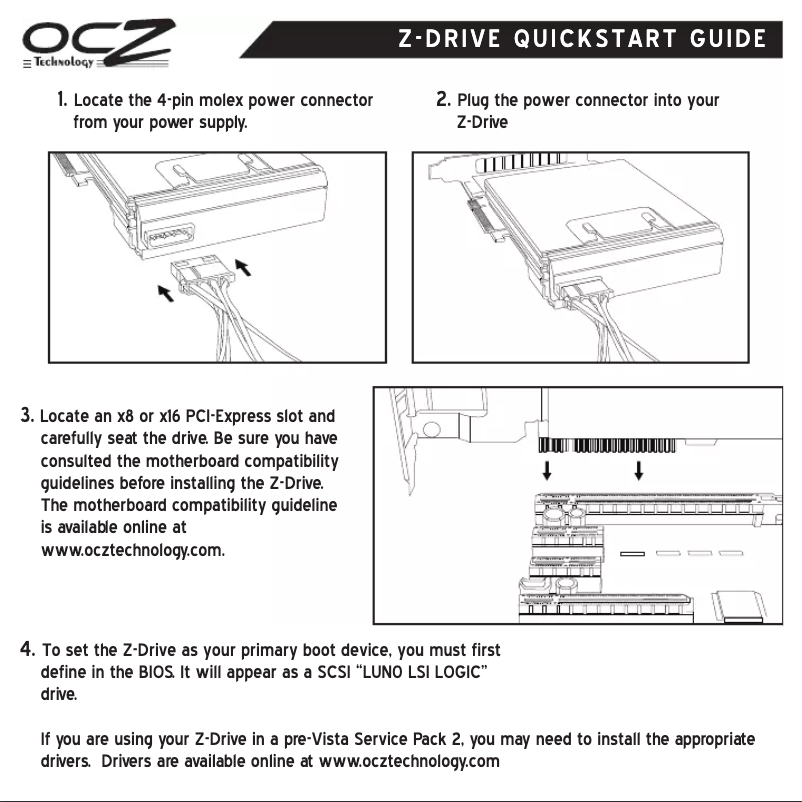 Page 1 de la notice Manuel utilisateur OCZ e84 PCI-E SSD