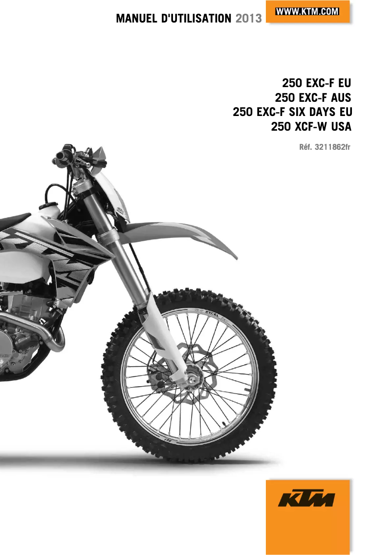 Page n°1 - Manuel utilisateur KTM 250 EXC-F (2013)