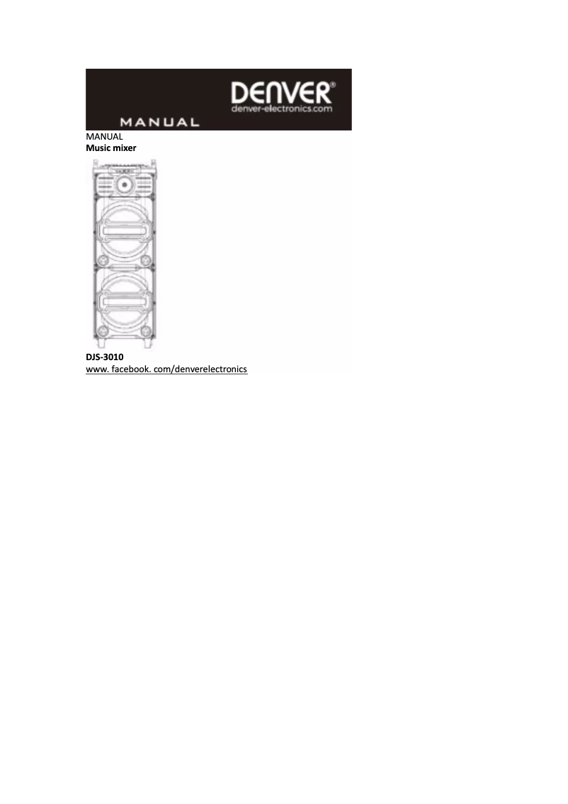 Page 1 de la notice Manuel utilisateur Denver DJS-3010