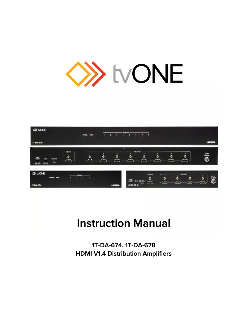 Page n°1 - Manuel utilisateur TV One 1T-DA-678