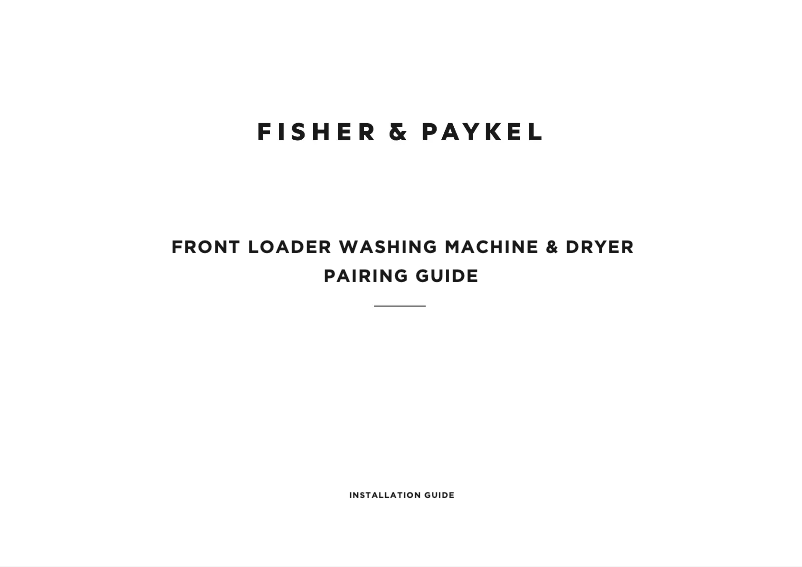 Page 1 de la notice Guide d'installation Fisher & Paykel WH1160F2