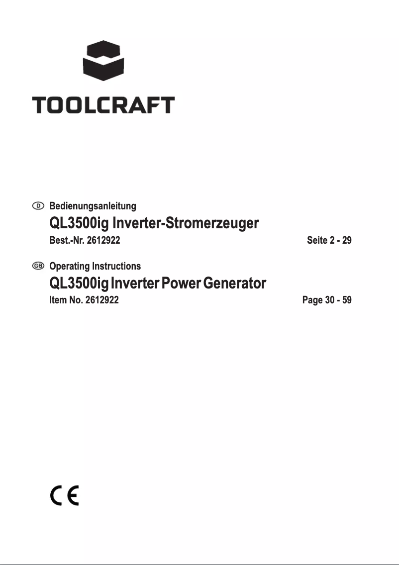 Page 1 de la notice Manuel utilisateur Toolcraft QL3500ig