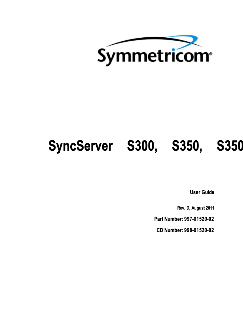 Page n°1 - Manuel utilisateur Microsemi SyncServer S300