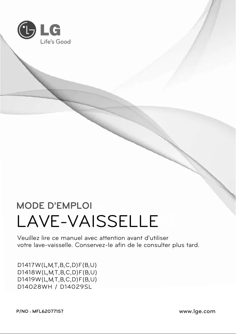 Page 1 de la notice Manuel utilisateur LG D14028WH