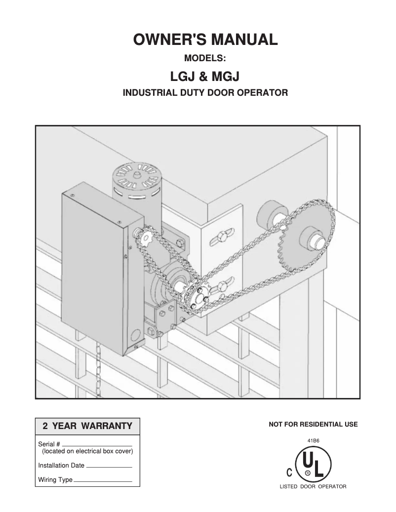 Page n°1 - Instructions / montage LiftMaster MJ5011U