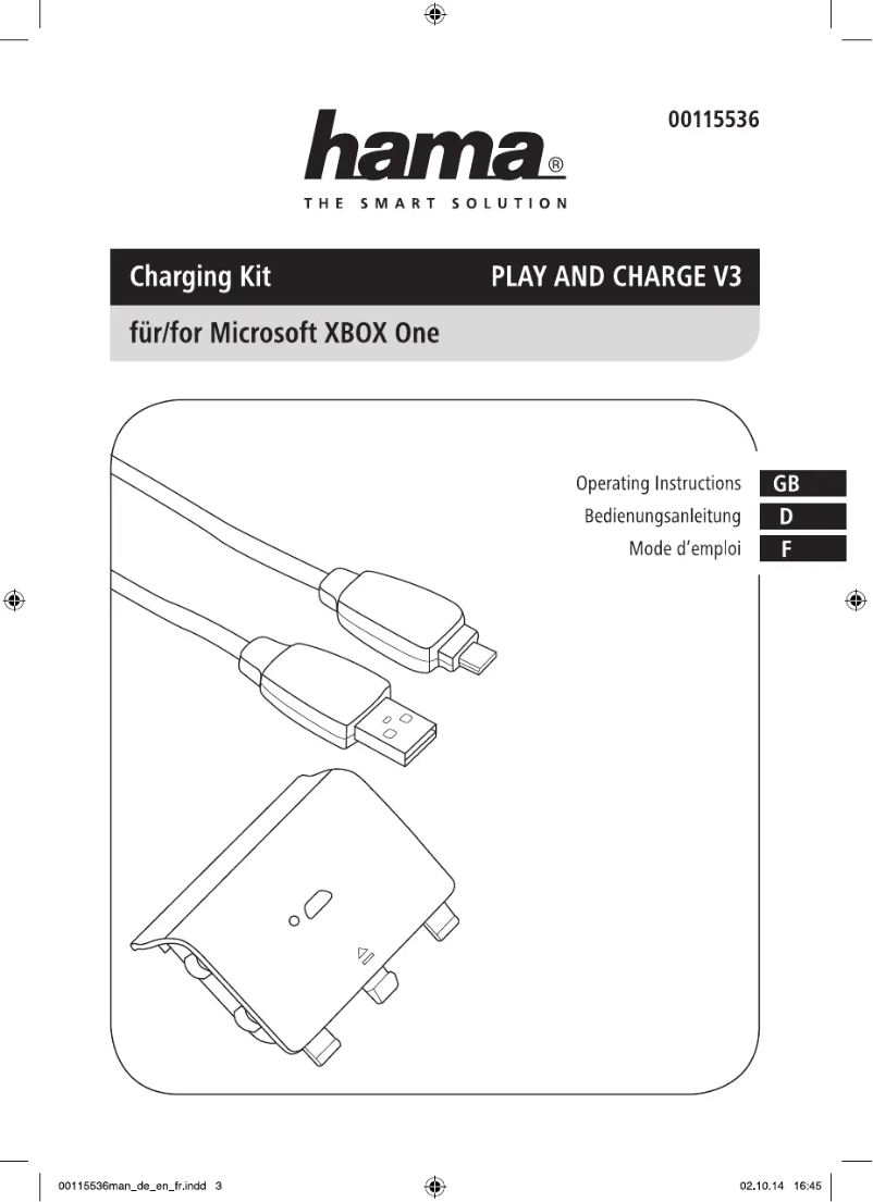 Page 1 de la notice Manuel utilisateur Hama Play and Charge Extra