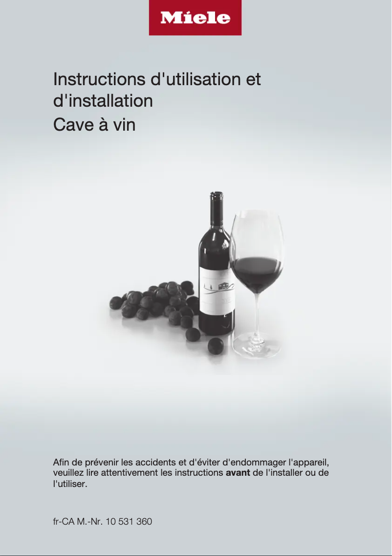 Page n°1 - Manuel utilisateur Miele KWT 6322 UG