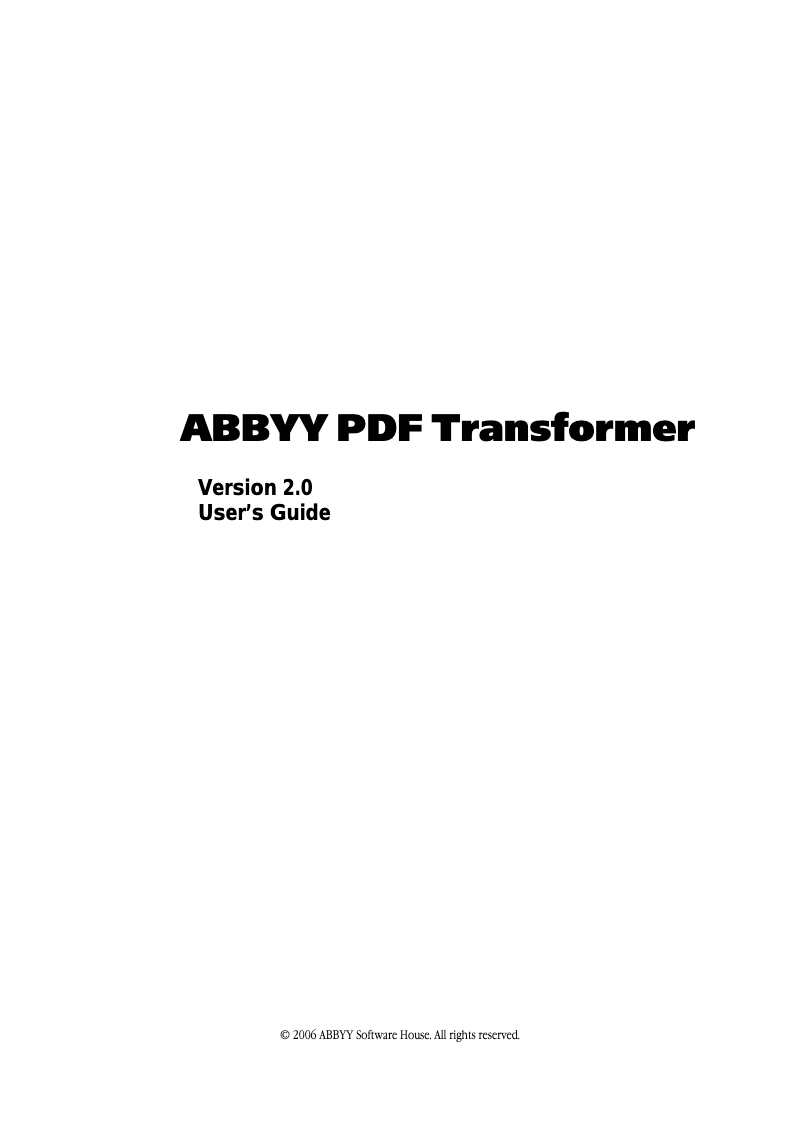 Page 1 de la notice Manuel utilisateur ABBYY PDF Transformer 2
