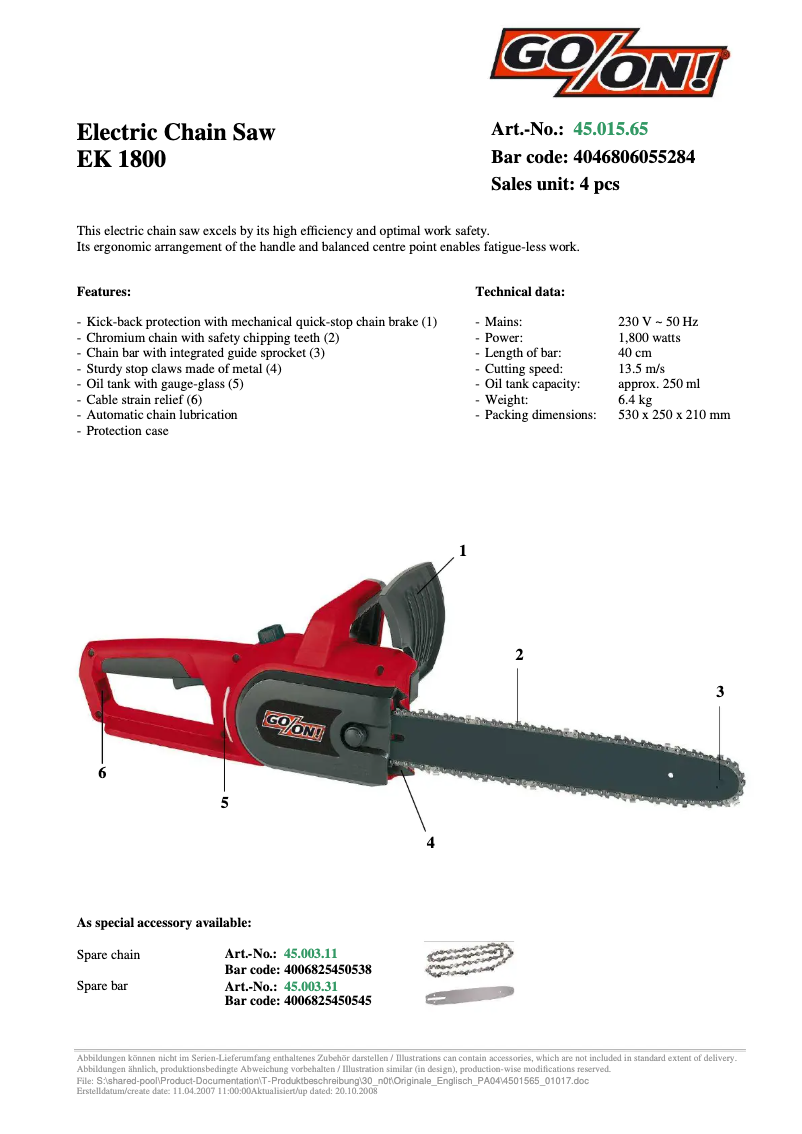 Página 1 del manual Manual de usuario GO/ON EK 1800/1