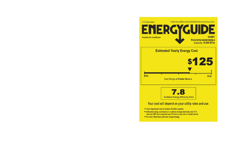 Page 1 de la notice Label énergétique Danby DPA100HB1BDB-6