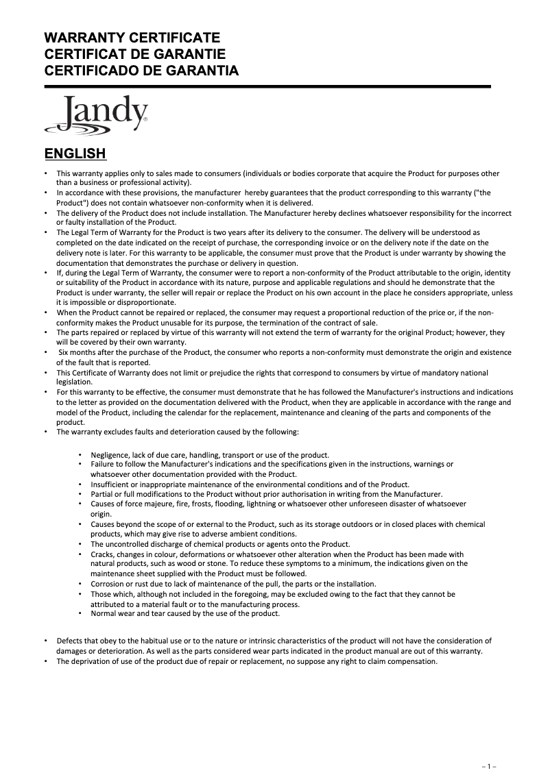 Image de la première page du manuel de l'appareil JLAS3S-065-316
