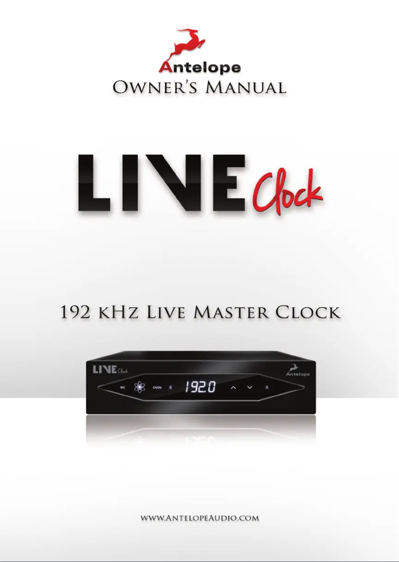 Page 1 de la notice Manuel utilisateur Antelope Audio Live Clock