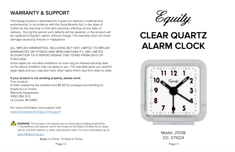 Page 1 de la notice Manuel utilisateur La Crosse Technology 21038