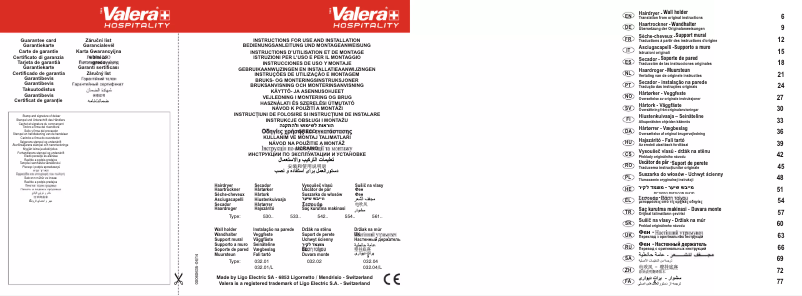 Page 1 de la notice Manuel utilisateur Valera Excel 1875