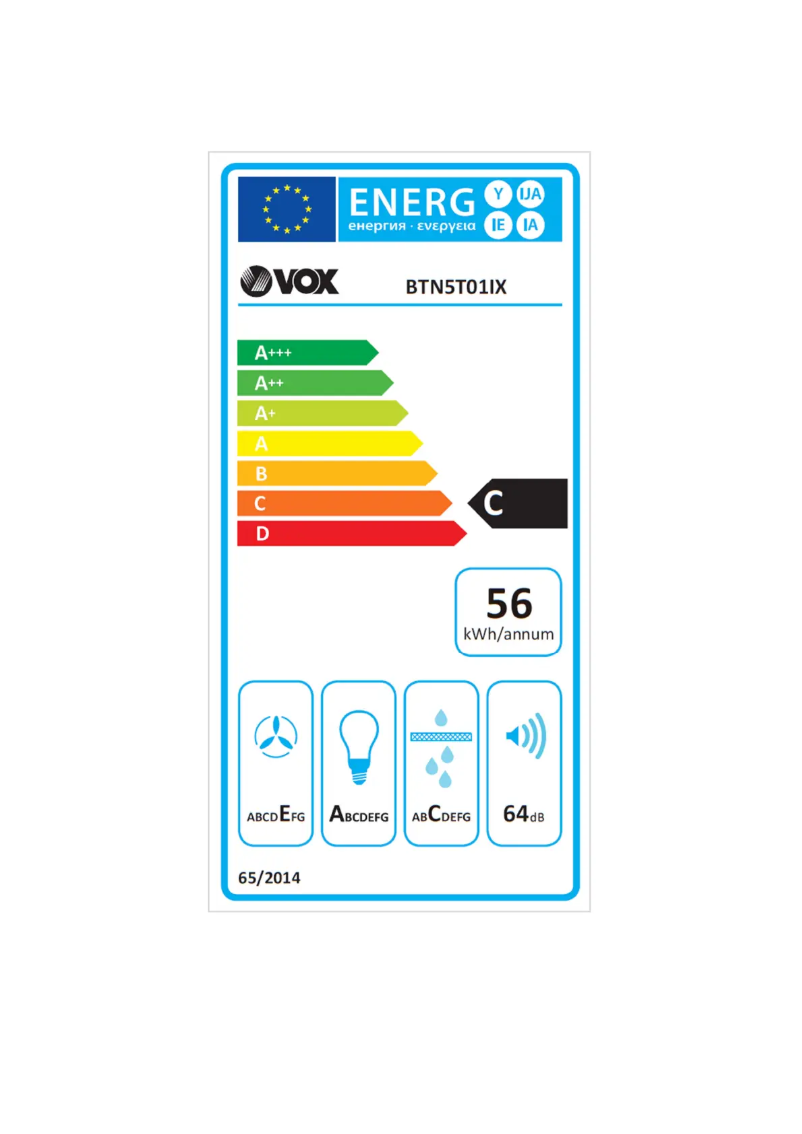 Página 1 del manual Etiqueta energética VOX BTN 5T01 IX